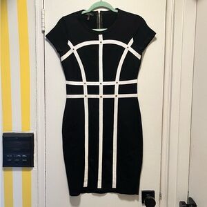 Escada Black and White Geometric Mini Dress